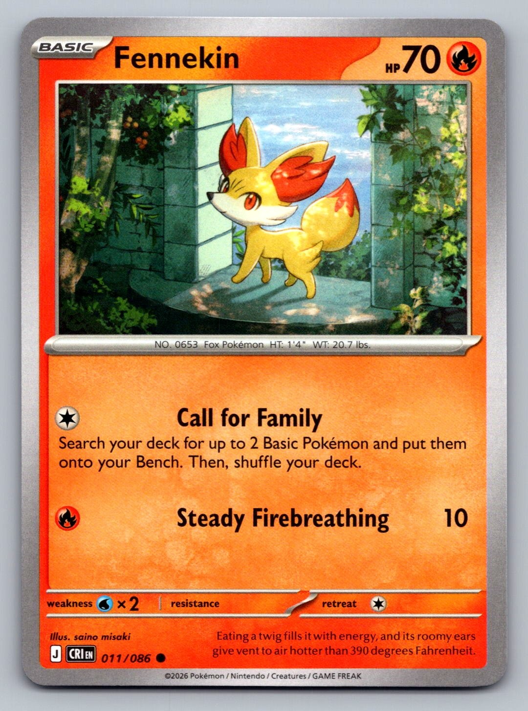 Pokemon TCG ME04: Chaos Rising Fennekin 011/086