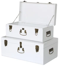 Vixdonos Decorative Metal Box Storage Trunks Set of 2 College Dorm Chest