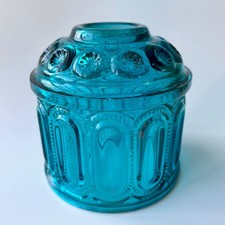 LE Smith Moon and Stars Fairy Lamp Colonial Blue Turquoise Vintage Top Only