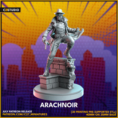 C27 - Web Warriors Spider Noir Fan Sculpt (40mm Marvel Crisis Protocol Sc.)