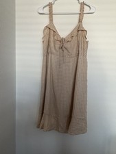 American eagle mini dress  Tan Cream Checkers Ruffles Country Festival NWOT XL