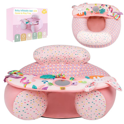 Baby Donut Sit Me up Floor Seat for 3-36 Months, Inflatable Baby Seat with Cover