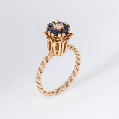 Sapphire Diamond Tulip Ring Sz 6 Vintage 10k Yellow Gold Stacking Band Jewelry