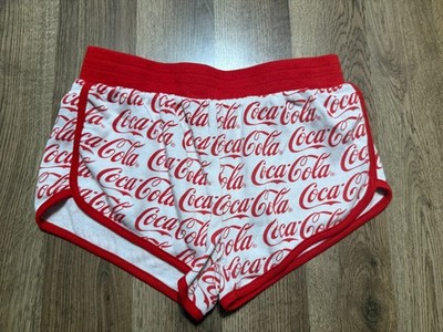 Coca-Cola Shorts Women's Size XS Red White Allover Print Pull On Activewear
