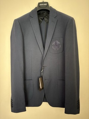 $745 roberto cavalli Dark Blue Unconstructed Blazer Sport Coat Jacket US40 EU50