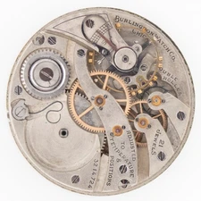 Partial Burlington Railroad Grade 107 16-Size Antique Pocket Watch Movement