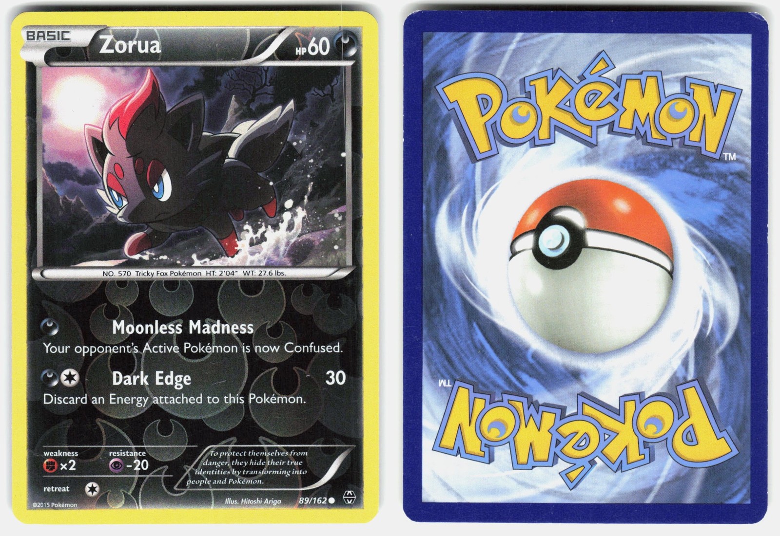 Zorua 89/162 Common BREAKthrough Pokemon Reverse Holo Lightly Played