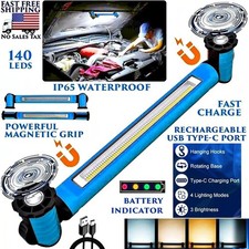 CORDLESS MAGNETIC LED WORK LIGHT UNDERHOOD MECHANIC USB RECHARGEABLE WATERPROOF