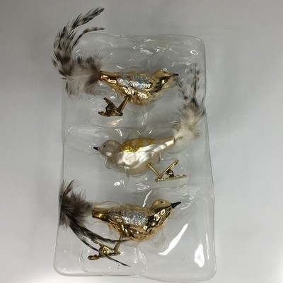 Krebs Glas Lauscha Clip On Tree Branch Glass Bird Feathered Ornaments Germany