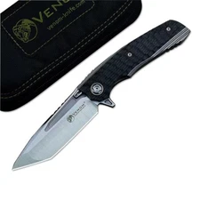 Venom Tanto Blade Gift Folding Knife S30V Blade Carbon Fiber Titanium Handle