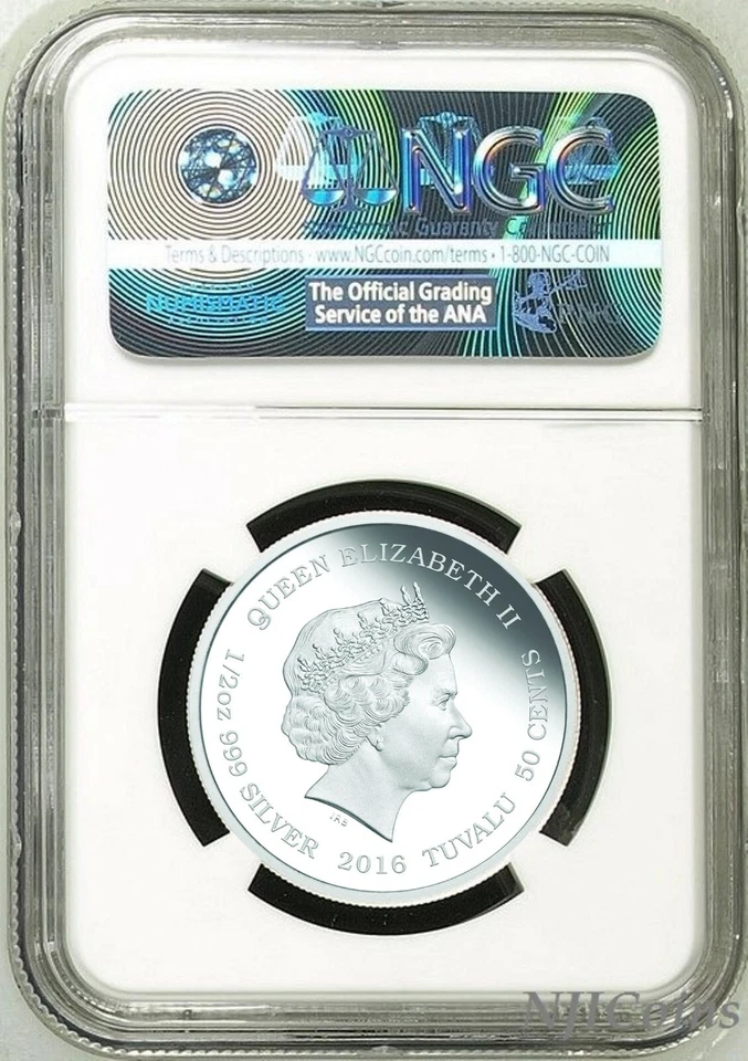Moneda de medio dólar TUVALU 2016 Ocean Fairy prueba de plata NGC PF 70 1/2 oz color ER Foto 2 de 3