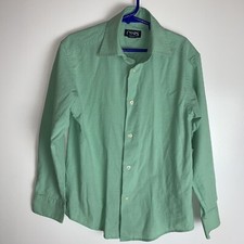 Boys Chaps Green Long Sleeve Shirt Button Collar. Size 8. Pre-owned.