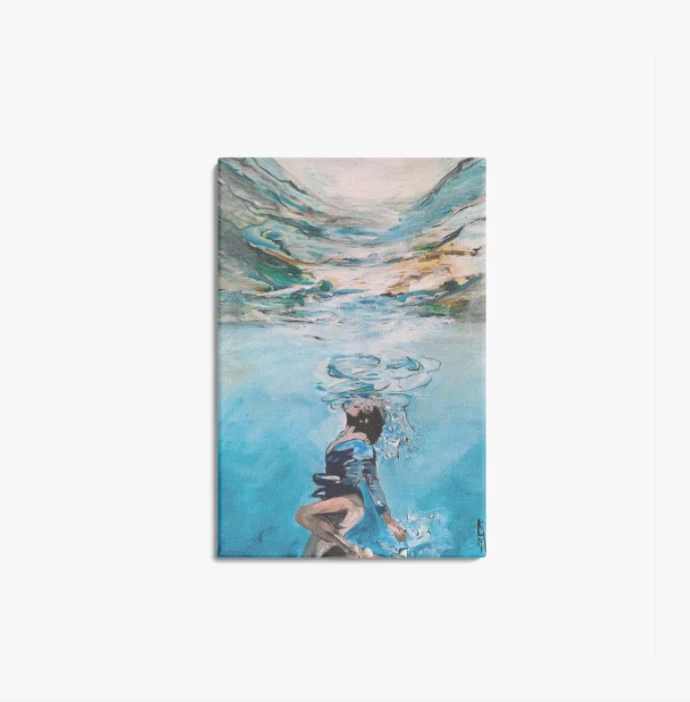 Lienzo Impresión 60x40cm Subacuático Nadadora Mujer Azul Arte Decoración Hogar Regalos Foto 4 de 4