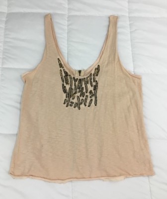 ANTHROPOLOGIE by Kimchi Blue Copper Sequin Embellished Nude Tank Top