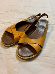 mustard leather sandals
