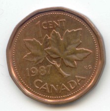 Canada 1987 Penny Canadian 1 Cent Maple Leaf 1c Exact Coin