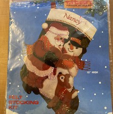 Titan Neeflecraft Felt Stocking Kit Santa  Snowman NIP