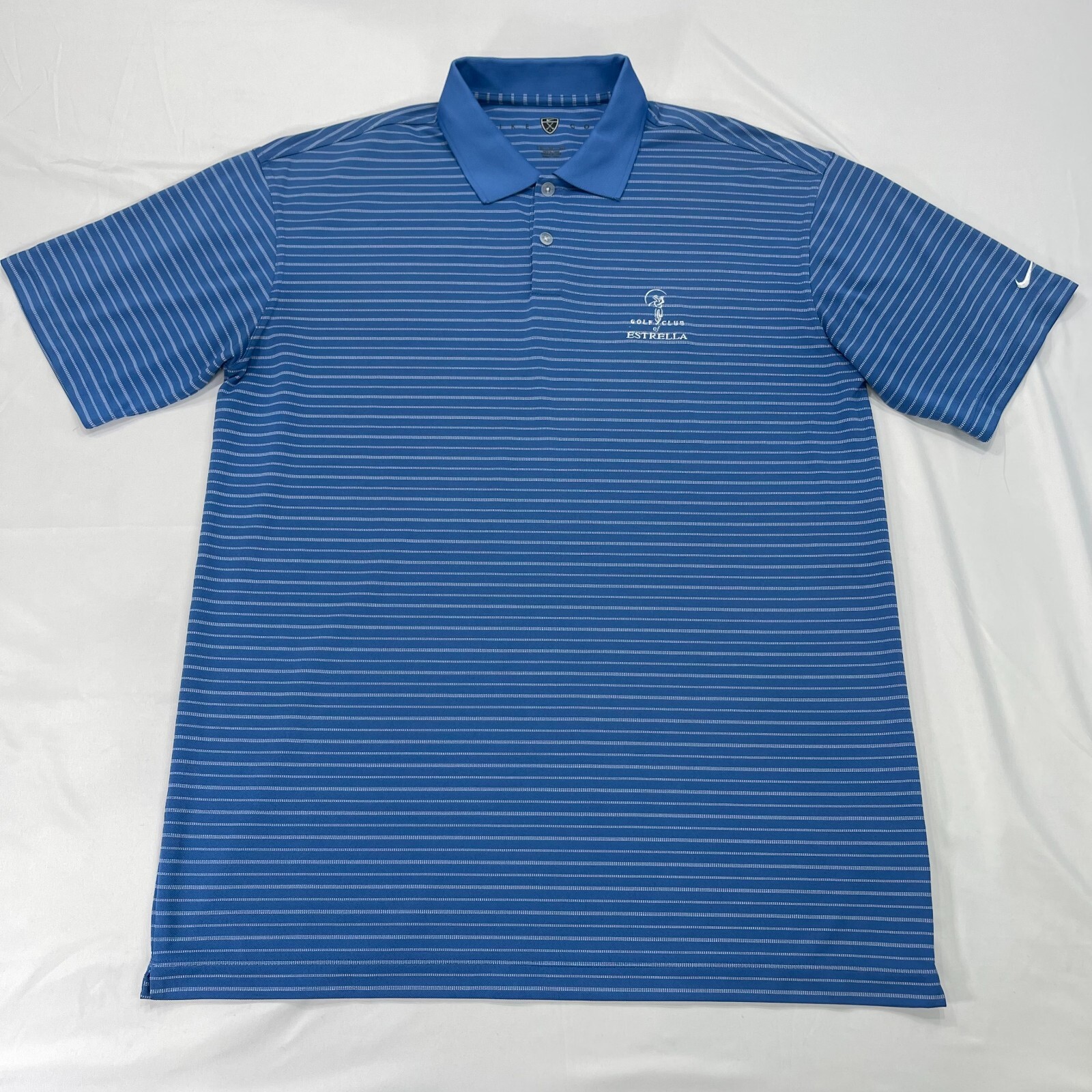 Nike Golf Polo Shirt Short Sleeve Mens XL Pique Blue White Striped 206452 thumbnail 2