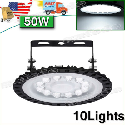 10Pcs 50W UFO LED High Bay Light Gym Factory Warehouse Industrial Lamp Lighting