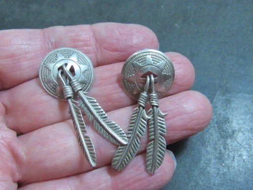 native american sterling silver feather earrings