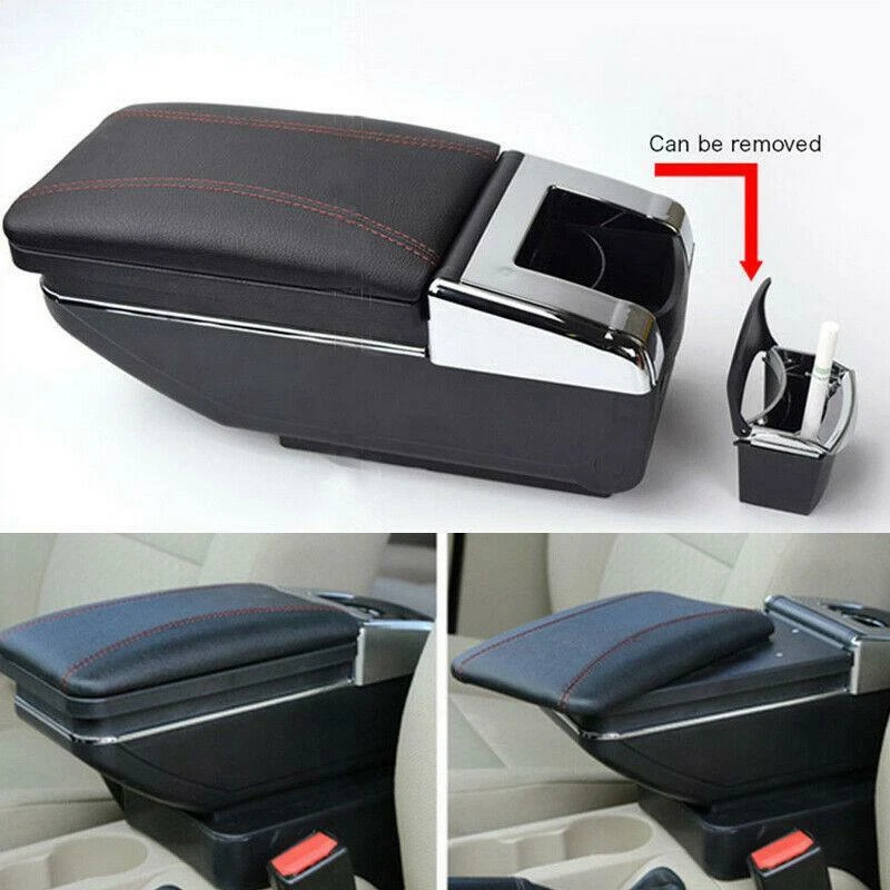 1x Estuche de almacenamiento bandeja reposabrazos consola central coche cuero PU Foto 2 de 4