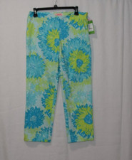 LILLY PULITZER VINTAGE ORIGINALS GREEN AND BLUE SIDE ZIP PANT SZ 6 NEW