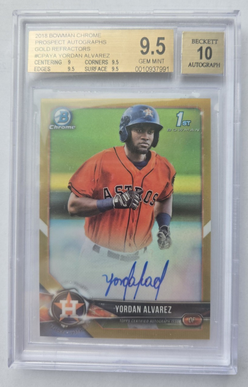 2018 Yordan Alvarez Bowman Chrome Auto Gold Refractor BGS 9.5 #28/50