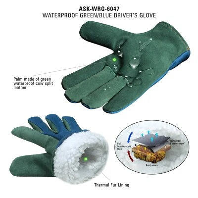 SAFTA Work Gloves Water Resistant Winter Thermal Fur Lining For Gardening Driving NEW