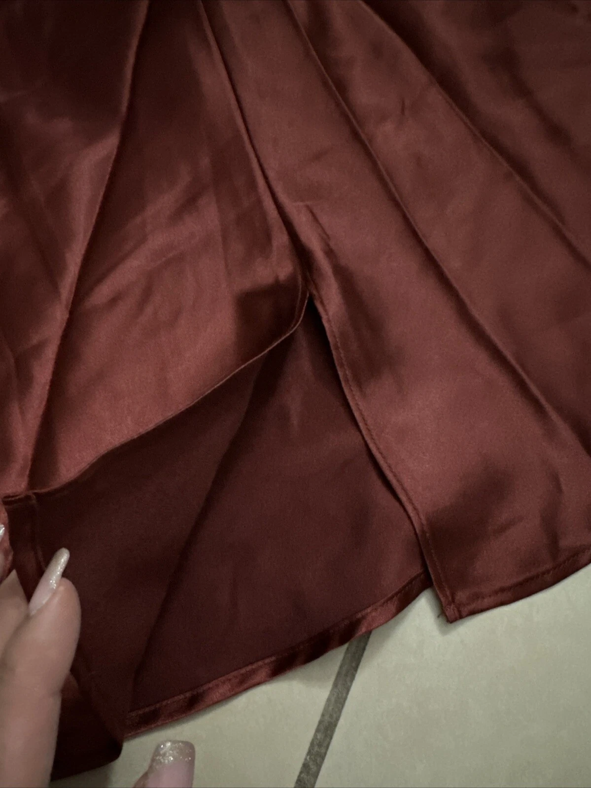 UNDERCOVER Victoria’s Secret Mini Abito Vintage Marrone Floreale Raso Pizzo Grande Anni 90 Vampiro