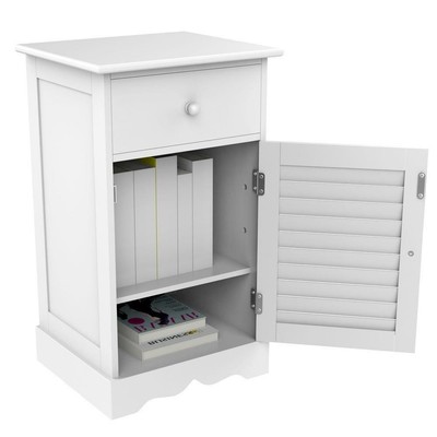 White Bedside Table Bathroom Hallway Cabinet Cupboard Slim Small With Storage Ebay