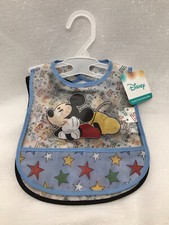 Disney 2pk Crumb Catcher Plastic Feeding Toddler Bib Bibs Mickey Mouse Boys Blue