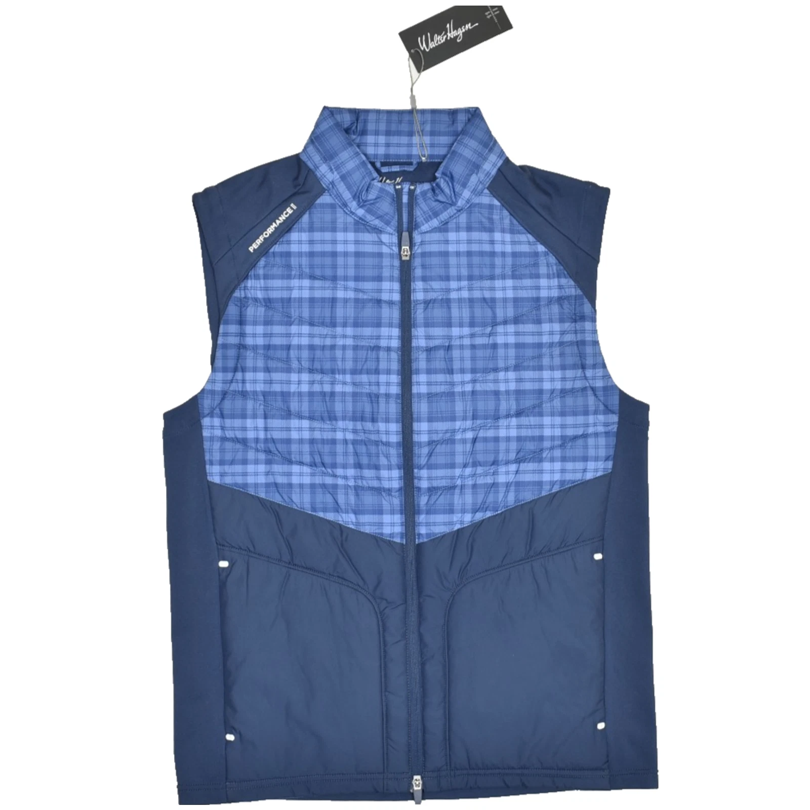 NEW Walter Hagen Performance Men's Vest Size S Blue Plaid Thermal Insulating