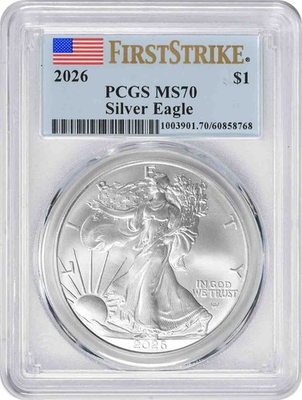 #ad 2026 $1 American Silver Eagle MS70 First Strike PCGS $126.00