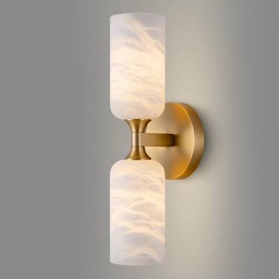 CEENWE Alabaster Wall Sconce, 14in Modern Real Marble
