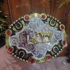Praying Cowboy belt buckle Western Horse Cross Rodeo Zinc alloy colorful