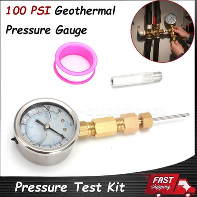 #ad Geothermal PT Port Pressure Test Kit 100 PSI Gauge w Protector amp; Probe Needle $34.99