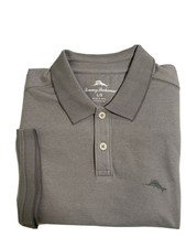 Tommy Bahama Short Sleeve 2 Button LARGE Polo Shirt - Bala Shark Grey MSRP: 99