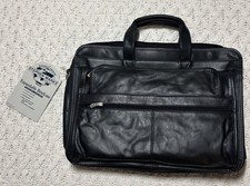Leather attache briefcase Expandable messenger bag with shoulder strap NEW W Tag