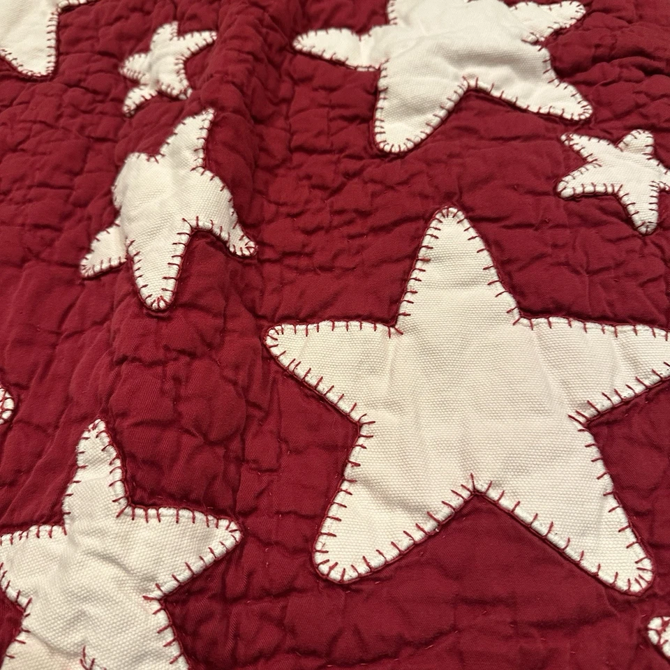 Pottery Barn Kids Euro Pillow cover/Sham  Red /White Star Quilt RARE - Image 3 of 4