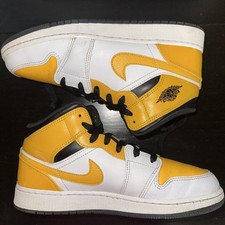 7Y - Air Jordan 1 Mid Retro White University Gold Black