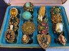 Vtg Costume Jewelry Ring Lot Faux Gemstones Cameo Adjustable Art Avon Sarah Cov