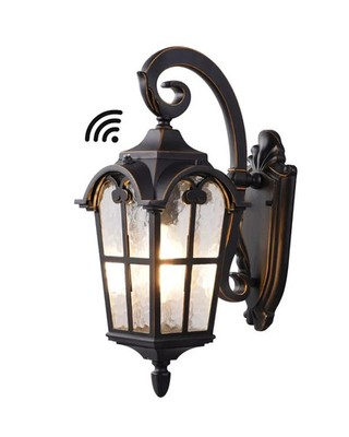 DEWENWILS Dusk to Dawn Outdoor Wall Lantern Black Roman Porch Light Sconce 17.7''
