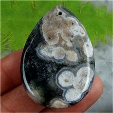 BR1454 48x32x5mm Natural Green/white Ocean Crystal Jasper Teardrop Pendant Bead