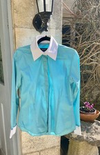 Moloh Turquoise Cotton Tailored Shirt with White Collar and Cuffs Size 3 UK 12 