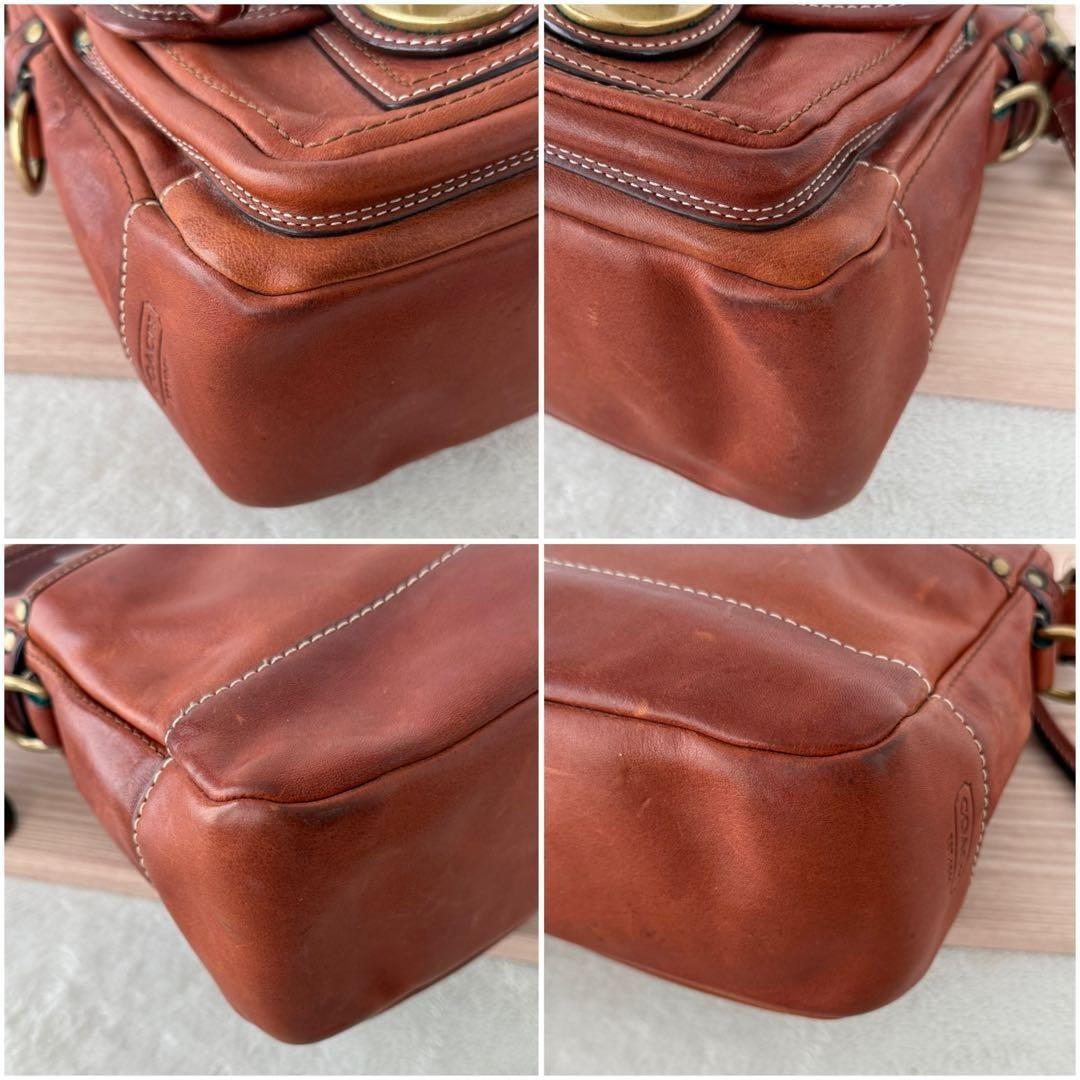 COACH 65th Legacy Turnlock One Shoulder Bag Leather Brown Used
