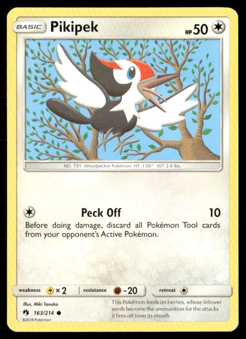 Pikipek 163/214 Common Lost Thunder Pokemon Near Mint