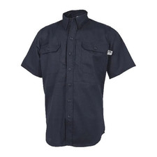 Tru-Spec 1449 XFire 7.5 oz Durable FR 100 Cotton Short Sleeve Navy Dress Shirt