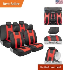 Elegant Red Black Two-tone Car Seat Covers - Easy Install For Suvs And Trucks