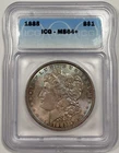1885 $1 MS64+ Morgan Silver Dollar ICG MS 64 Plus  - Blue Purple Orange Toner