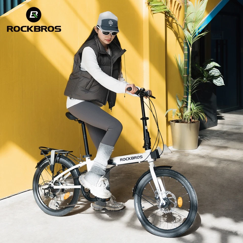 ROCKBROS SKN 20"Folding Bike 7-Speed Steel Frame Cable Disc Brake with Rear Rack - Image 1 of 4